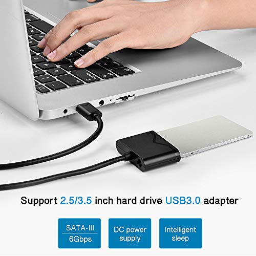 iitrust Adaptador de USB 3.0 a SATA III para 3.5" y 2.5" Discos Duros - SATA a USB 3.0 Convertidor y Cable externos, Soporte UASP, 16 TB MAX (12V Adaptador de Corriente Incluido),Color Negro (Negro)