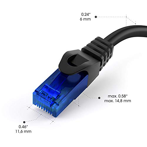 KabelDirekt – 25m – Cable de Ethernet y Cable de Parche/de Red (Conector RJ45, para máxima Velocidad de Fibra óptica, Ideal para Redes gigabit/LAN, Router/módems, Conectores Switch, Negro)