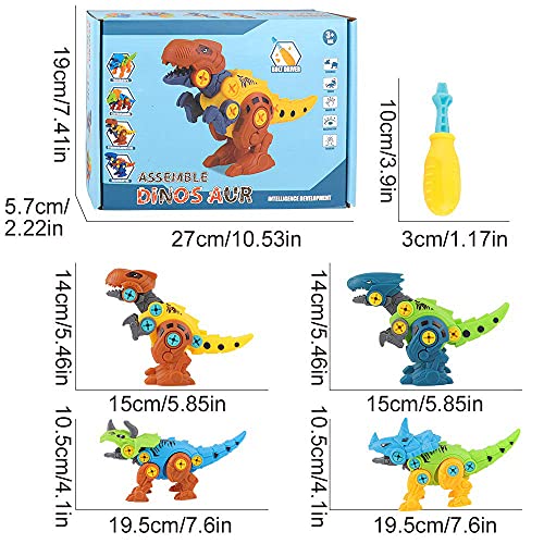 kramow Dinosaurios Juguetes para niños 4 5 6 7 años,Desmontar Dinosaurios Construccion Juguetes con Taladro,Juguete Educativo Stem Regalo Niño Niña (4 PCS)