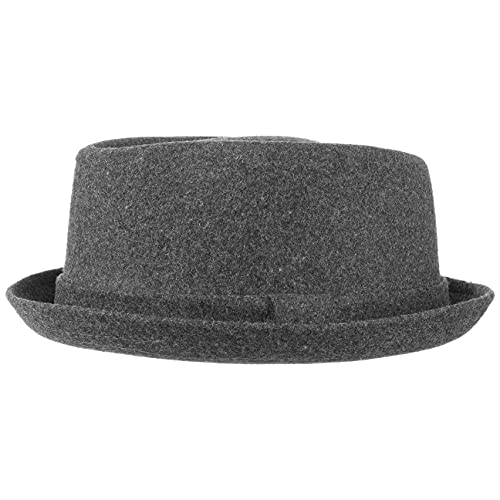 LIPODO Diamond Crown Pork Pie Sombrero de Fieltro Mujer/Hombre - con Lana - Sombrero Moderno de Invierno - Otoño/Invierno - Porkpie con Forro Interior - Fedora Gris Oscuro L (58-59 cm)