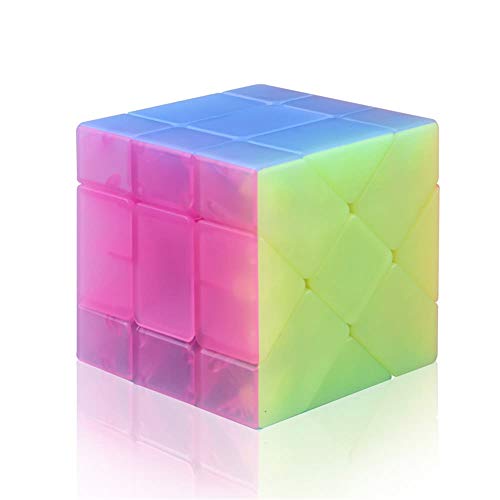 OJIN Jelly Color Design Series Series-Pack de 3 (Incluye 3X3 Cubo de Rompecabezas con ángulo de fluctuación, Molino de Viento, Forma de 2x3 Mod, Fisher Cube 3x3x3 Forma Puzzle de Formas)