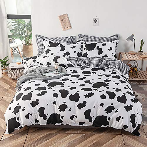 PICTURESQUE 3pcs Juego de Cama Funda Nórdica con Color de la Vaca Funda de Almohada Cama 90