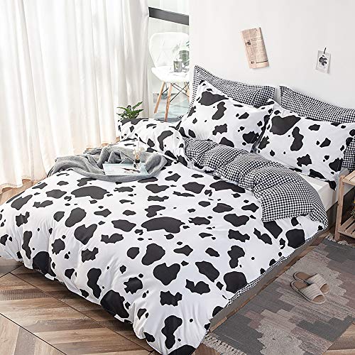 PICTURESQUE 3pcs Juego de Cama Funda Nórdica con Color de la Vaca Funda de Almohada Cama 90