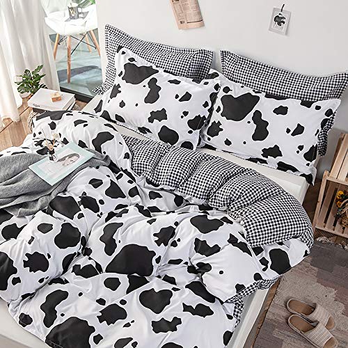 PICTURESQUE 3pcs Juego de Cama Funda Nórdica con Color de la Vaca Funda de Almohada Cama 90