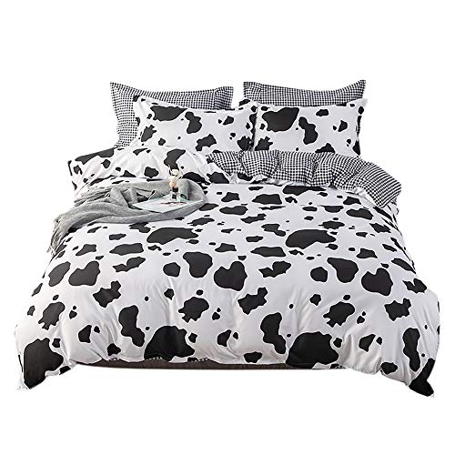 PICTURESQUE 3pcs Juego de Cama Funda Nórdica con Color de la Vaca Funda de Almohada Cama 90