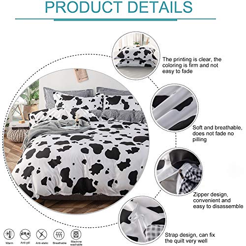 PICTURESQUE 3pcs Juego de Cama Funda Nórdica con Color de la Vaca Funda de Almohada Cama 90