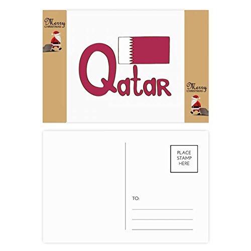 Qatar National Flag Purple Pattern Santa Claus Gift Postcard Thanks Card Mailing 20pcs