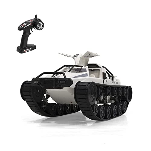 RC Cars 1/12 Scale High-Speed Off-Road Remote Control Tank Car Electric 4WD All-Terrain 30° Climbing RC Tank Steam Spray 360°Rotating Drift RC Vehicle Gifts for Children and Adults (White Spray Vers