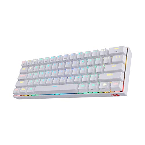 Redragon K530 Draconic 60% Teclado Gaming Mecánico Blanco - Bluetooth 5.0 - Teclado Compacto - 61 teclas TKL - Diseñado para juegos - Interruptores Marrones - 16,8 millones de iluminación RGB