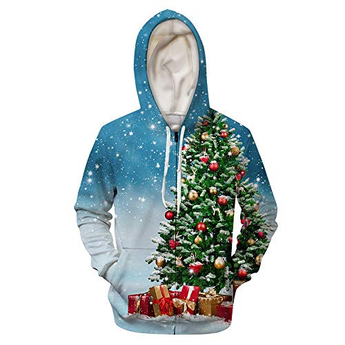 SHUAIFA Sudadera con diseño de árbol de Navidad 3D, unisex, con estampado de árbol, Snowflake Lls1208 XXXXL