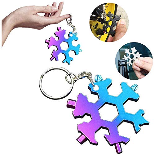 Snowflake Multi Tool 18 en 1 Multi-herramienta Vansiho para viajes al aire libre Camping Adventure Daily Tool Destornillador - Llave hexagonal - Llave de anillo - Abrebotellas (Azul)