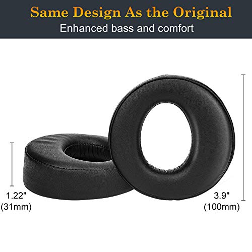 SOULWIT Almohadillas de Repuesto para Sony Gold Wireless Playstation PS4 Headset, 2014 Version, Model CECHYA-0083, con Cuero de Proteína Suave, Espesor Agregado-Negro