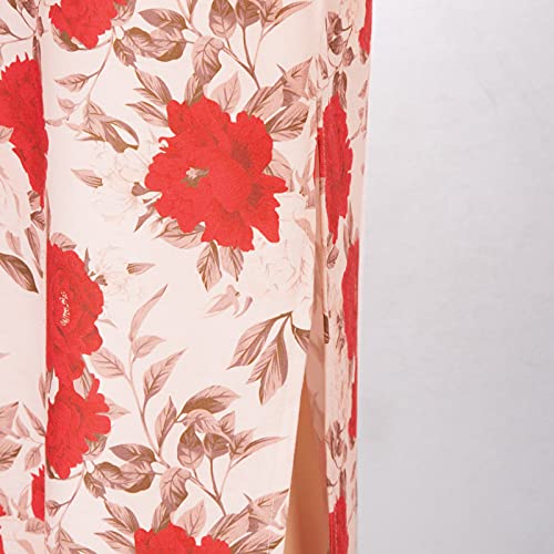 Vestido Estampado Floral Bodycon sin Mangas para Fiesta Midi XXL Rojo(CL110S21-03)