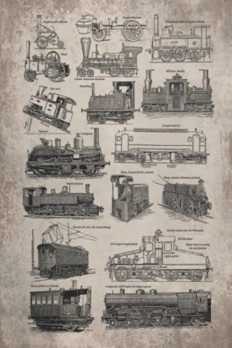 Vintage Train Graph Paper Notebook: Vintage Train print, Locomotive print, Field Note, Grid Paper Notebook, Graph paper for mapping, 4 x 4, 4 squares ... Notebook Gift, Gift for Vintage Train lovers