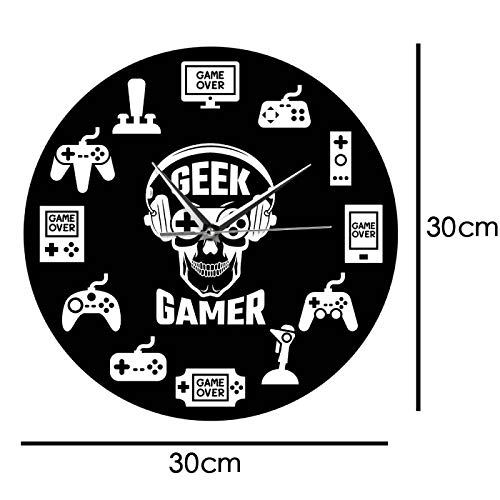 yage Tiempo de Juego Videojuego Reloj de Pared Colgante Controladores de Consola Sala de Juegos Arte de la Pared Reloj de Pared Decorativo Geek Gamer Idea de Regalo