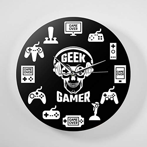 yage Tiempo de Juego Videojuego Reloj de Pared Colgante Controladores de Consola Sala de Juegos Arte de la Pared Reloj de Pared Decorativo Geek Gamer Idea de Regalo