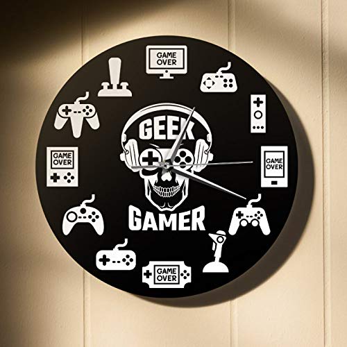 yage Tiempo de Juego Videojuego Reloj de Pared Colgante Controladores de Consola Sala de Juegos Arte de la Pared Reloj de Pared Decorativo Geek Gamer Idea de Regalo