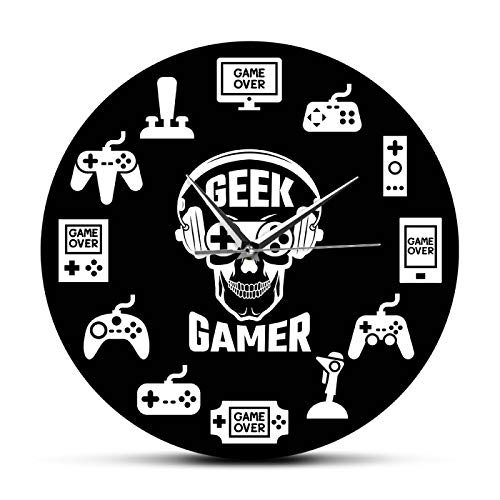 yage Tiempo de Juego Videojuego Reloj de Pared Colgante Controladores de Consola Sala de Juegos Arte de la Pared Reloj de Pared Decorativo Geek Gamer Idea de Regalo