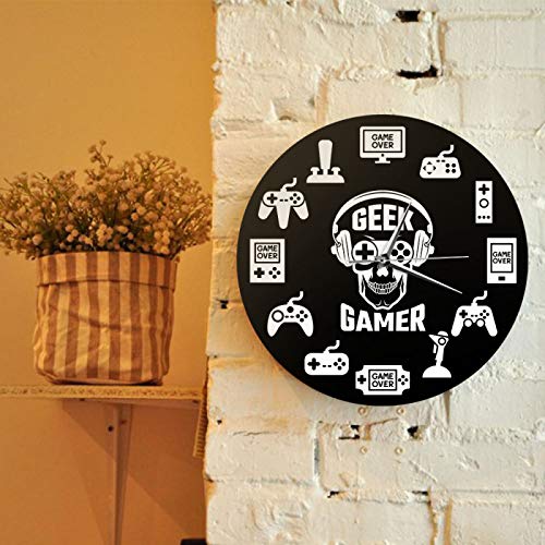 yage Tiempo de Juego Videojuego Reloj de Pared Colgante Controladores de Consola Sala de Juegos Arte de la Pared Reloj de Pared Decorativo Geek Gamer Idea de Regalo