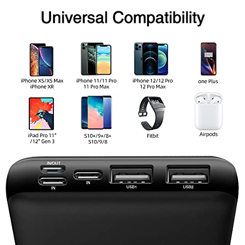 Baseus Batería Externa Movil 30000mAh, Cargador Portátil de Carga Rápida Power Bank USB C para iPhone 13/11/12 Pro MAX, iPad, Compatible con Samsung, Huawei y más, Negro