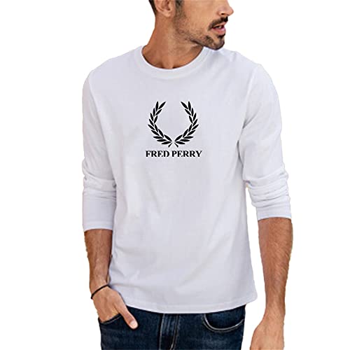 Camiseta Hombre Cuello Redondo Ajuste Regular Estampado Shirt Hombre Primavera Otoño Sencilla Moda Base Shirt Hombre Trabajo Casual Vacaciones All-Match Manga Larga Shirt Hombre F-T06 3XL