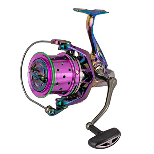 Diwa Spinning Fishing Reels 60 LBS Max Drag Power Cojinete de acero inoxidable Cuerpo de metal 8000 10000 12000 Carrete Agua dulce Agua salada Big-Game Surf Carrete giratorio ultra suave (8000)