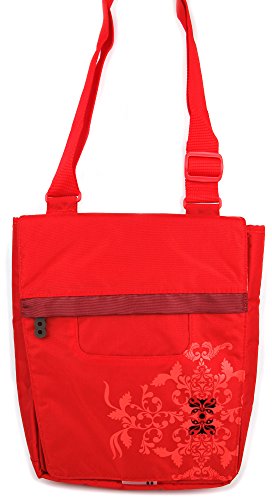 DURAGADGET Bolso Rojo con Print Floral para Portátil MSI GE63VR Raider, GL62M 7RD-429XES, GL62M 7RE-407, GS63VR, Leopard GP62M 7RD-268XES - con Múltiples Bolsillos Y Asa De Hombro Ajustable