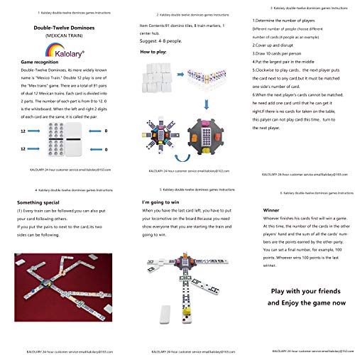 Kalolary Juego de Dominó de Tren Mexicano, 91 Piezas Doble 12 Color Juego de Dominó de