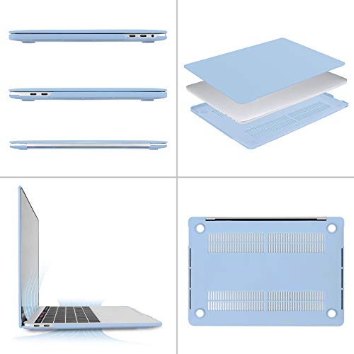 MOSISO Funda Dura Compatible con MacBook Pro 13 Pulgadas 2020-2016 A2338 M1 A2289 A2251 A2159 A1989 A1706 A1708,Rígido Carcasa&Teclado Cubierta&Pantalla Protector&Accesorios Bolsa,Aireado Azul