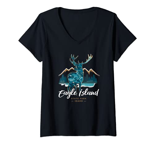 Mujer Recuerdo de Idaho del Parque Estatal de Eagle Island Camiseta Cuello V