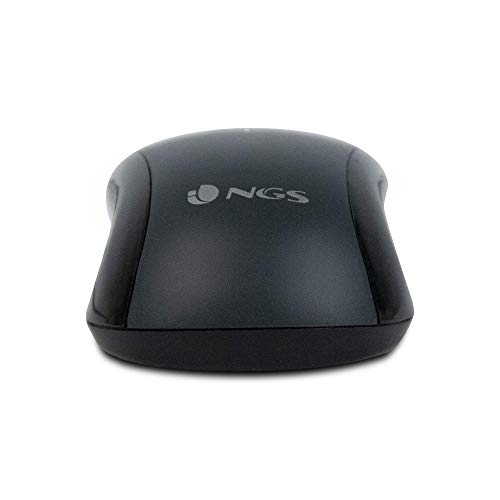 NGS MIST - Ratón Óptico 1000dpi con Cable USB, Ratón para Ordenador o Portátil con 2 Botones, Plu& Play, Ambidiestro, Negro