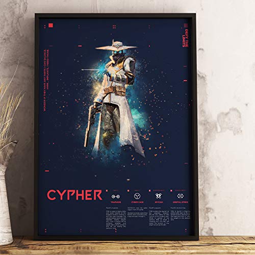 Póster para juegos – A3 Valorant Cypher Poster – Papel premium de 190 g/m² – Impresión Ultra HD – Fácil de enmarcar – Ideal para sala de juegos, cueva de hombres, entusiastas del juego