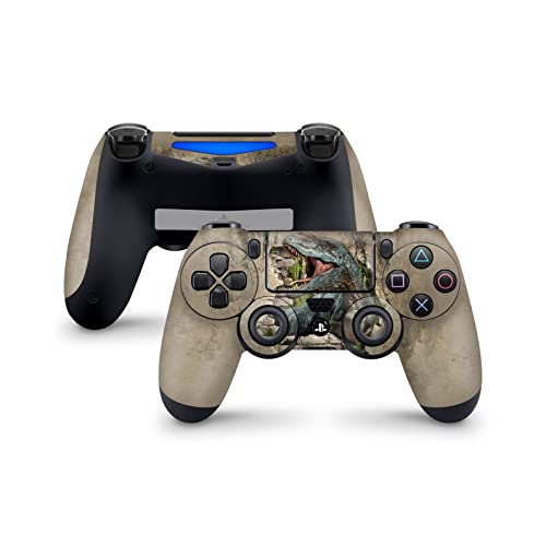 PS4 Controller Skin de 46 North Design, 3M Technology, Jurassic World Prehistory Dino Dinosaurio Monstruo Selva Beige T rex, Apto Para PS4 Regular, Pro, Slim Controladores, Fabricado en Canadá