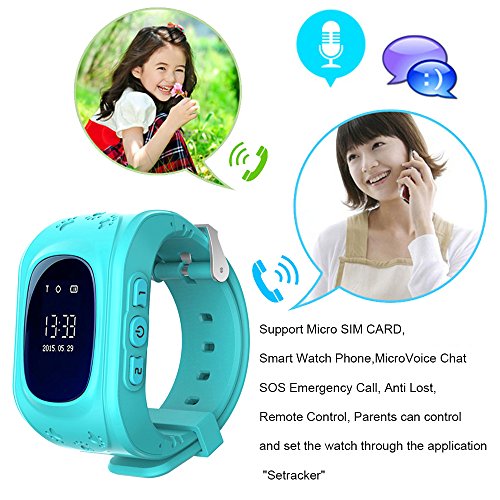 PTHTECHUS Niños Smartwatch Teléfono Localizador GPS, Reloj de Pulsera Inteligente con Chat de Voz SOS Cámara Despertador Reloj Digital Mejor Regalo Niño y niña de 3 a 12 años ,Azul