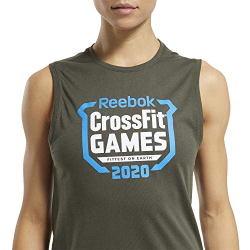 Reebok Crossfit Games Tank Top Sin Mangas, Verde álamo, XL para Mujer