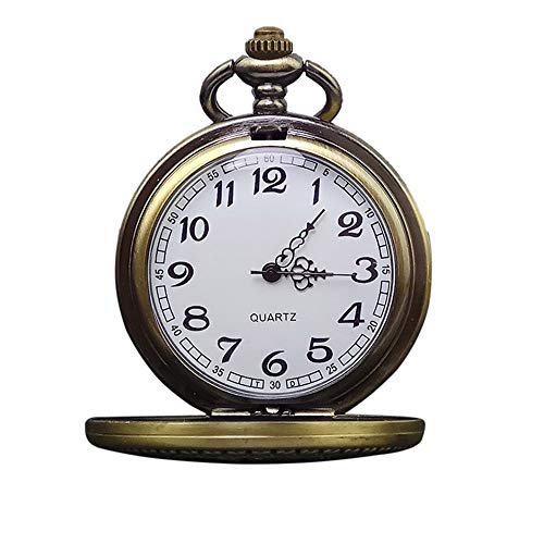 Reloj de Bolsillo Retro Hollow Steam Butterfly Collar de Reloj de Bolsillo de Cuarzo Estilo Antiguo para cumpleaños Día de Aniversario Navidad Día de Padres (Color : Bronze, Size : Free Size)