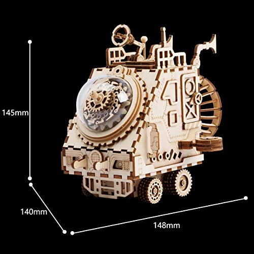 ROKR Kit de Caja Musical de Madera Puzzle de Madera 3D Mechanical Model Construction Kit-Proyectos Divertidos para Adultos y Niños(Space Vehicle)