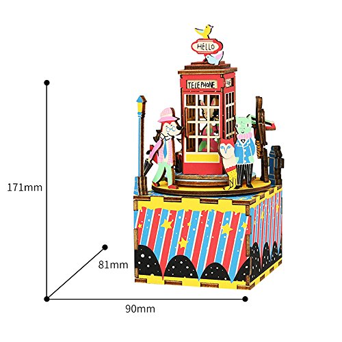 rolife madera manivela Caja de música Machinarium – DIY madera Craft kit-3d puzzle-creative de madera regalo para Navidad/cumpleaños/día de San Valentín