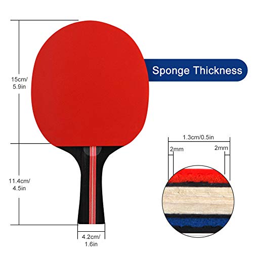 Sets de Ping Pong Pala y Pelota, Sets de Raquetas de Tenis de Mesa 2 Palas Ping Pong y 4 Pelotas Ping Pong, Set Raqueta de Ping Pong en una Bolsa de Nylon para Actividades al Aire Libre en Interiores