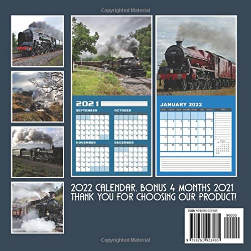 Steam Railways of Great Britain Calendar 2022: January 2022 - December 2022 OFFICIAL Squared Monthly Calendar, 12 Months | BONUS 4 Months 2021