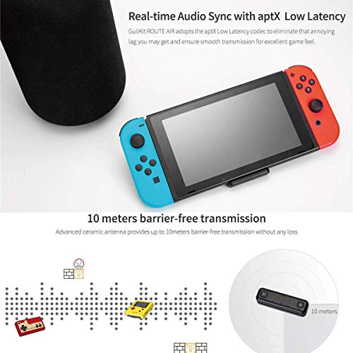 WeChip Adaptador de transceptor USB de Audio Bluetooth Route Air para Nintendo Switch/Switch Lite / PS4 / PC, 5 mm, sin retraso, Plug and Play