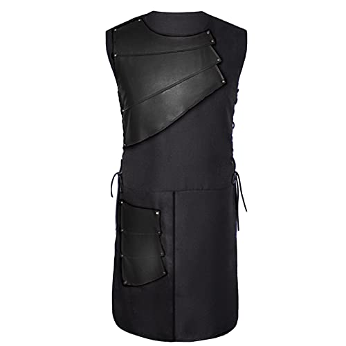 WKNBEU Chaleco Steampunk Negro para Hombre, Chaleco gótico Victoriano, Caballero, Boda, Militar, sin Mangas, para Desfile, Chaqueta Black-S