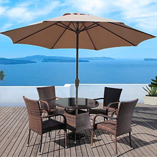 ZCJB Sombrilla 2,7m Sombrilla para Patio al Aire Libre, Mercado de Metal Sombrilla de Mesa Sombrilla con Mango Acodado, Sin Base, 4 Colores Opcional (Color : Khaki)