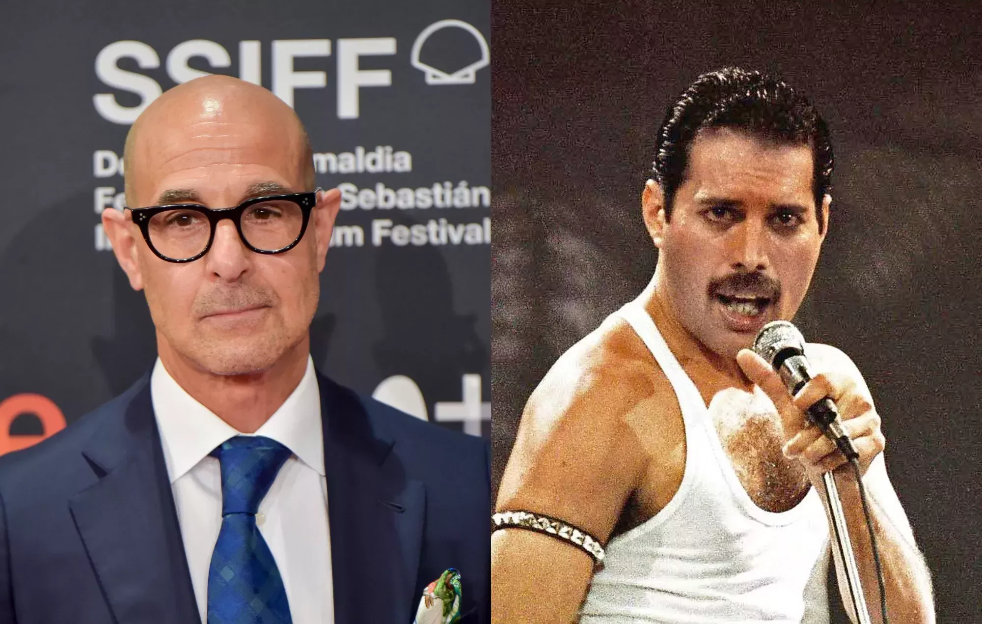 Stanley Tucci se parece a Freddie Mercury en una foto de época