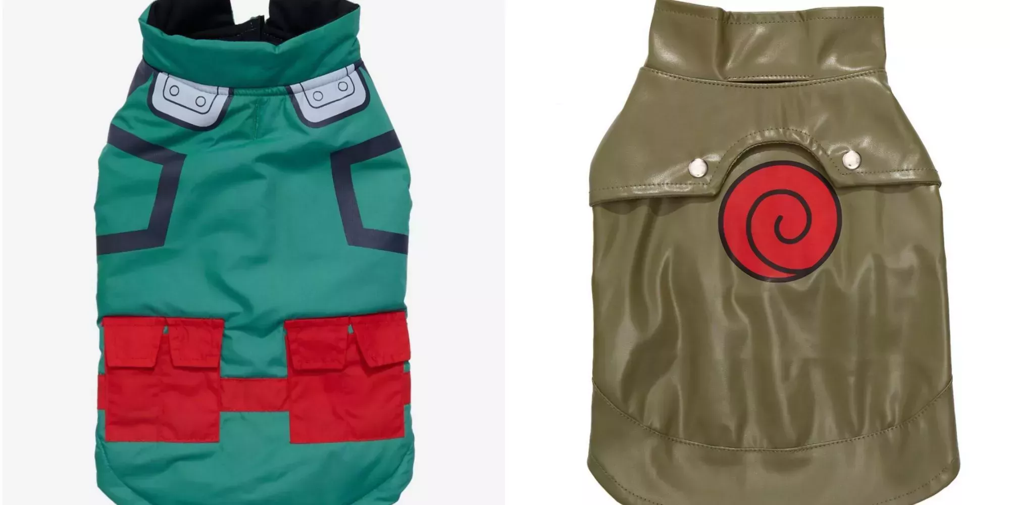 Deku and Kakashi styled Pet Coats from BoxLunch