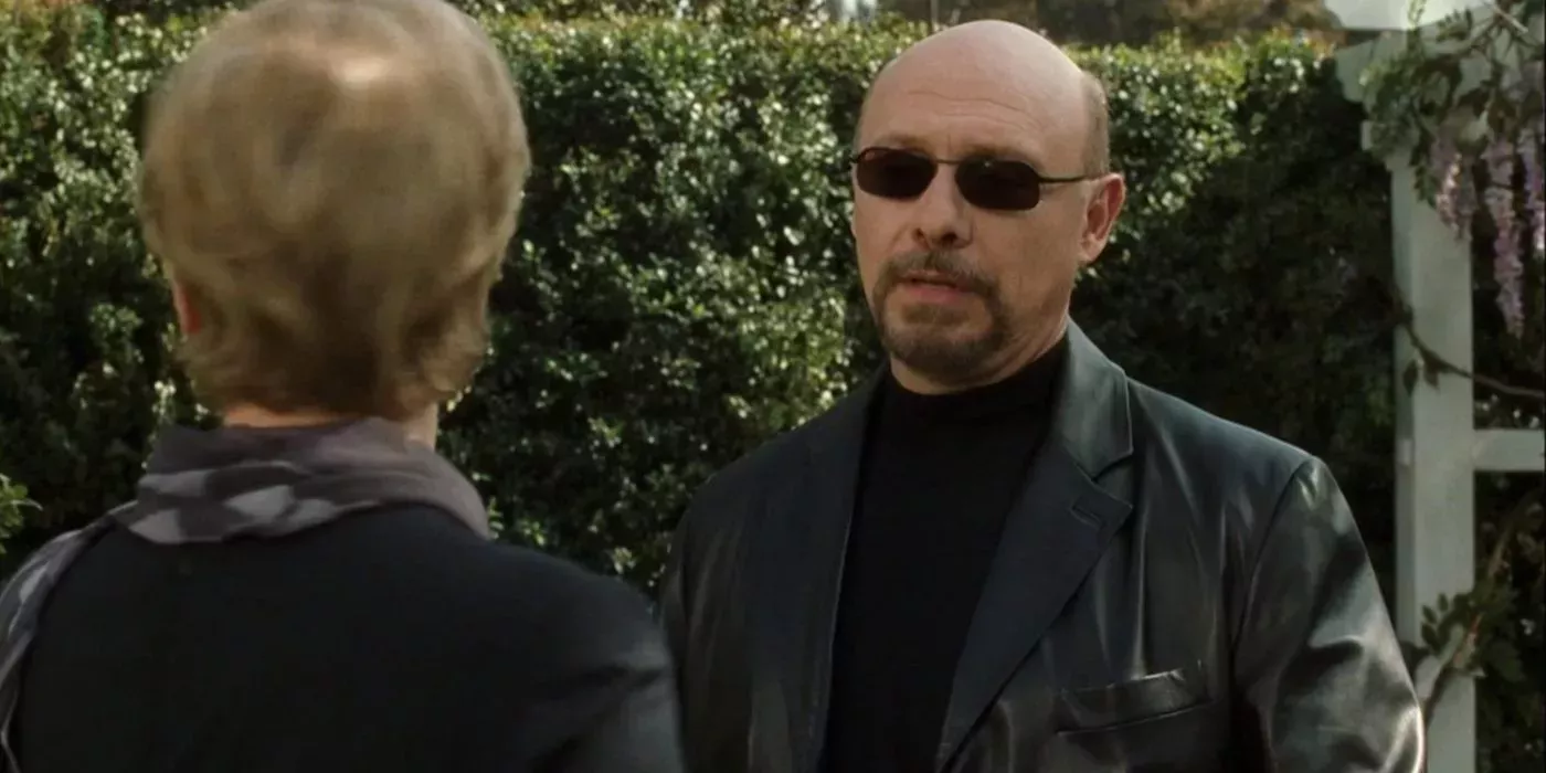 Joe wearing sunglasses and speaking to Queen Clarisse in The Princess Diaries