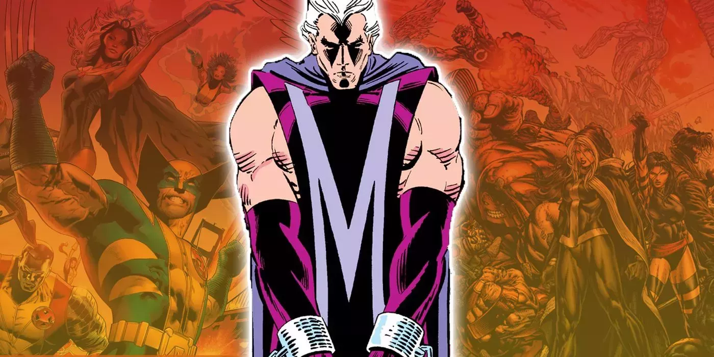 Magneto with covers to X-Men Centennial Comics in the background