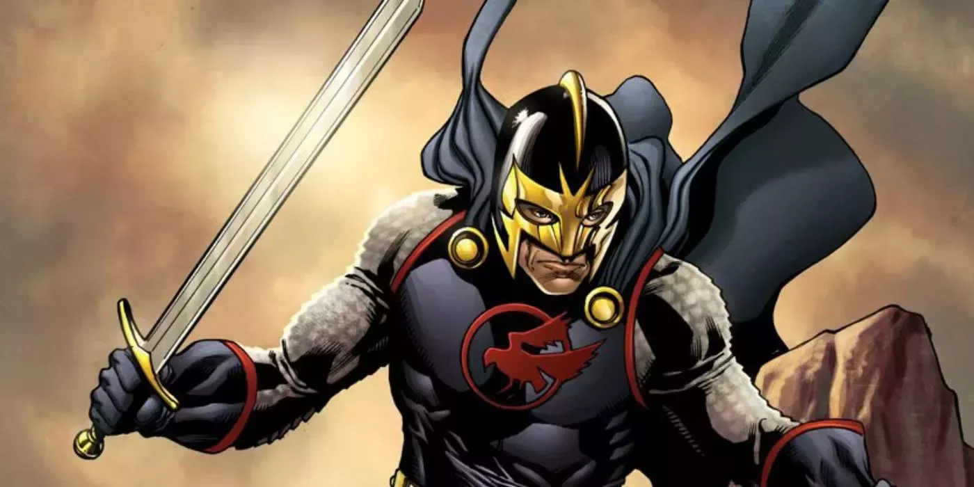 Marvel's Black Knight draws his blade and prepares for battle.