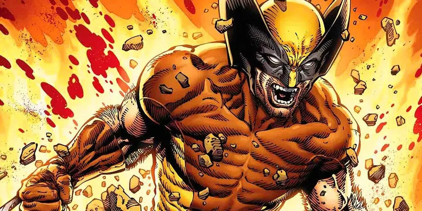 Wolverine snarling as he emerges from an explosion in Return of Wolverine by Marvel Comics