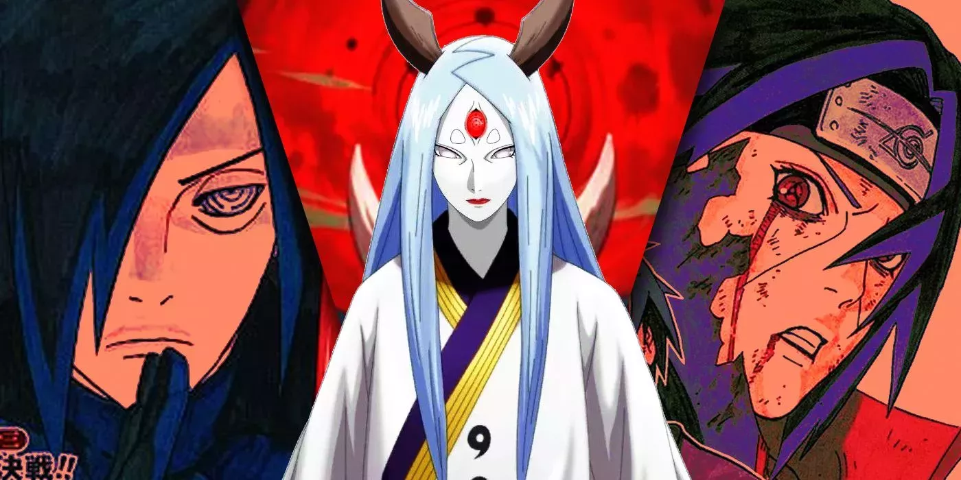 Split Images of Madara, Kaguya, and Itachi